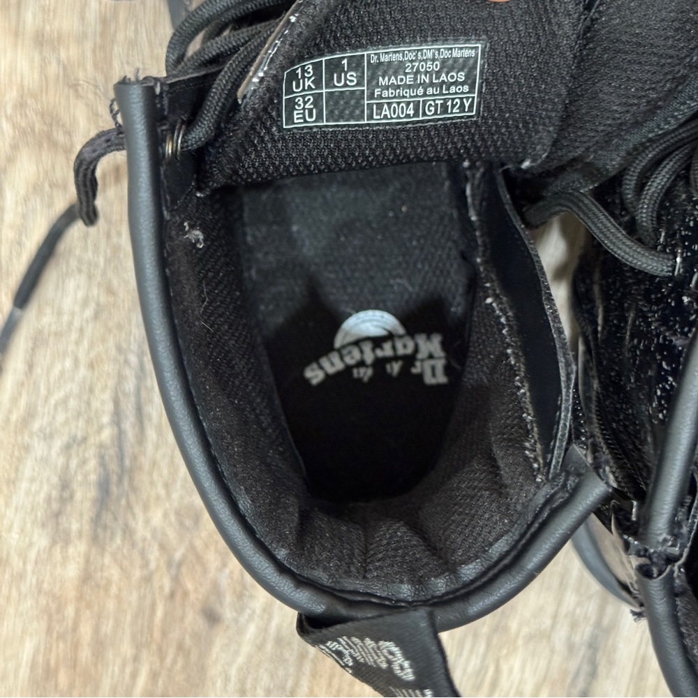 Dr Martens Junior 1460 Lace‎ Up Boots Black Cosmic Glitter AirWair Bouncing US 1 - Picture 9 of 10